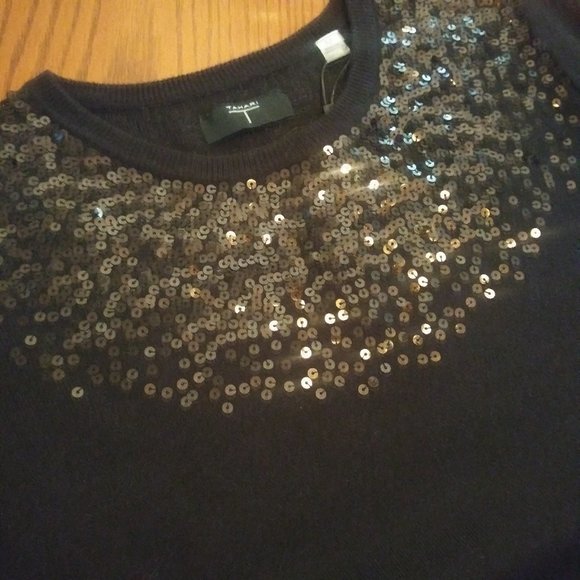 NWT Tahari Black Sequin Sweater - Picture 3 of 6